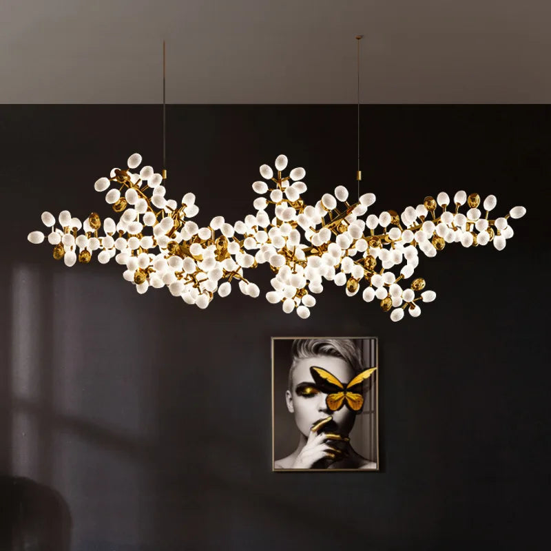 Postmodern LED Luxury White Glass Chandelier