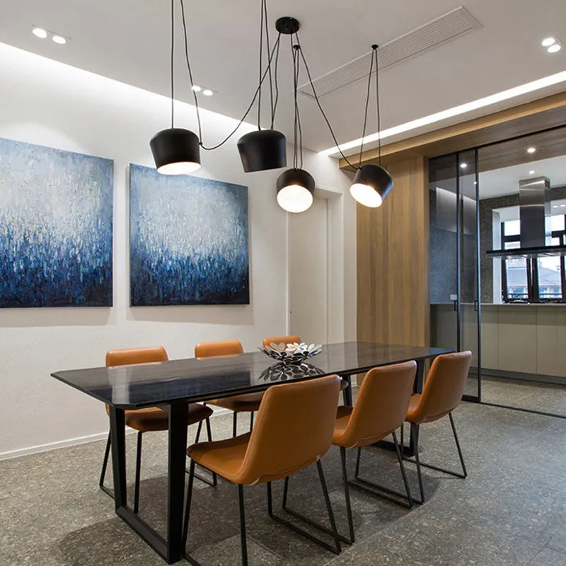 Aim pendant light Modern Drum Pendant Lamp For Living Room Bedroom Restaurant Bar Decor Creative black Long line chandelier