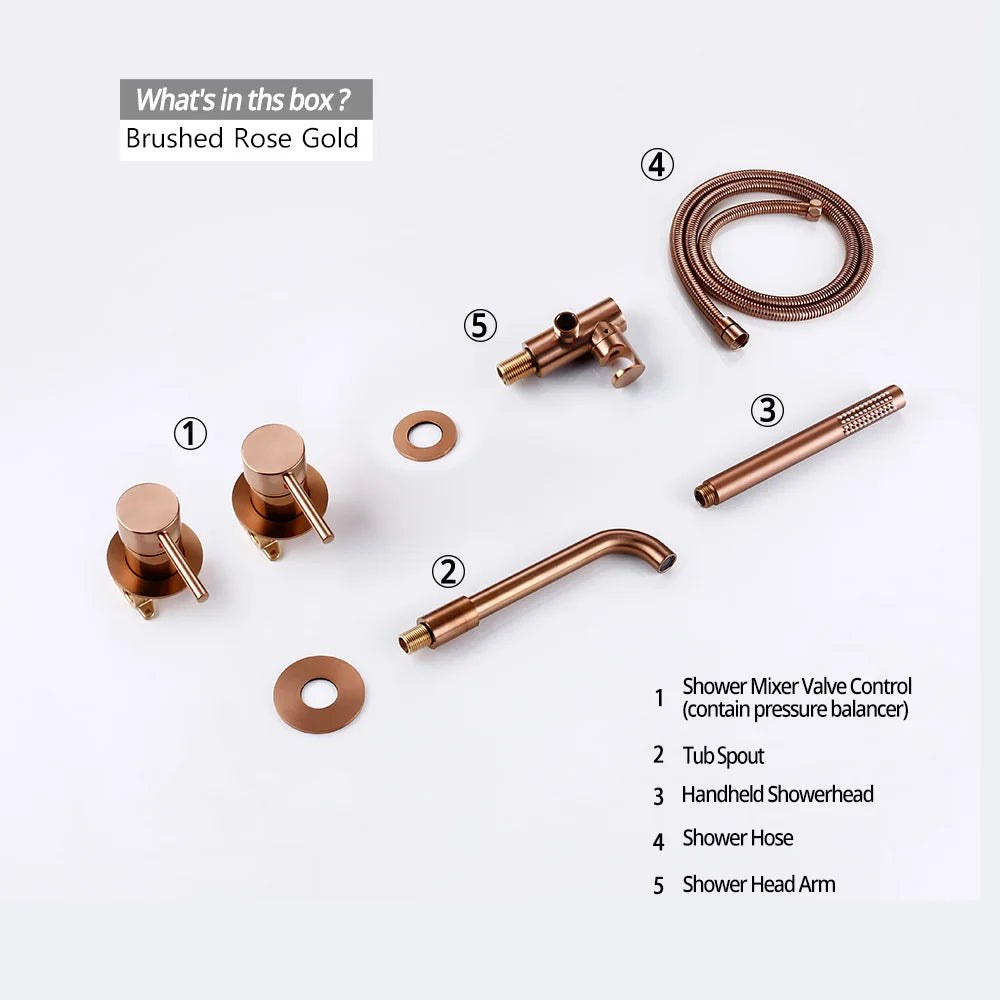 Shower Mixer Shower Set Hot & Cold 2 Way Diverter Shower Faucet Solid Brass With 150MM/210MM/260MM Bath Spout Mixing Shower  Kit