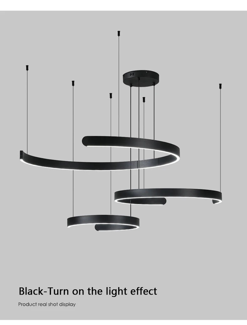 Modern Minimalist Semicircular Ring Led Chandelier For Lighting Living Dining Room Pendant Light Bedroom Hanging Lamp Luminarias