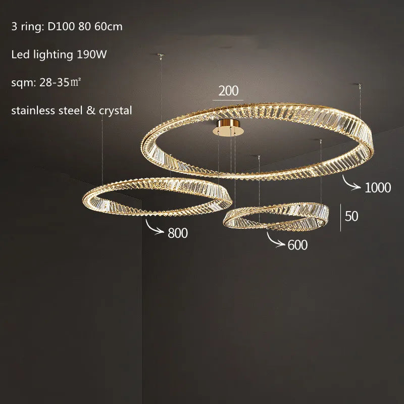 Modern Gold Ring Remote Dimmable Luxury Pendant Light