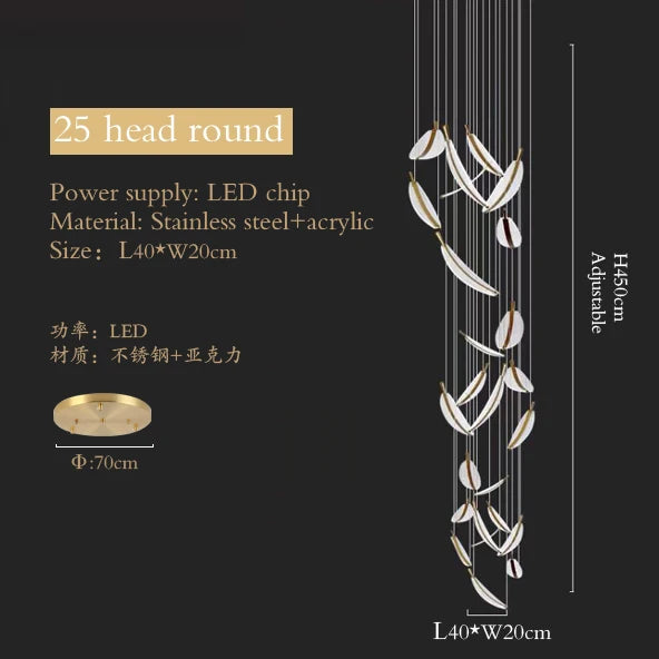 Luxury Modern Minimalist Leaf Art Chandelier