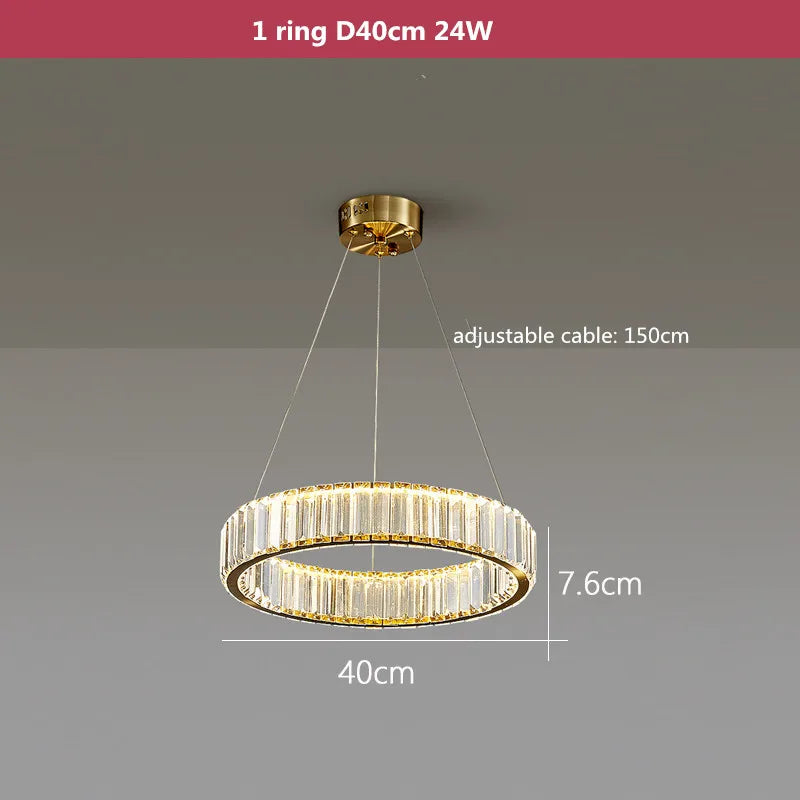 Postmodern Living Room Crystal Chandelier Remote Control Dimmable