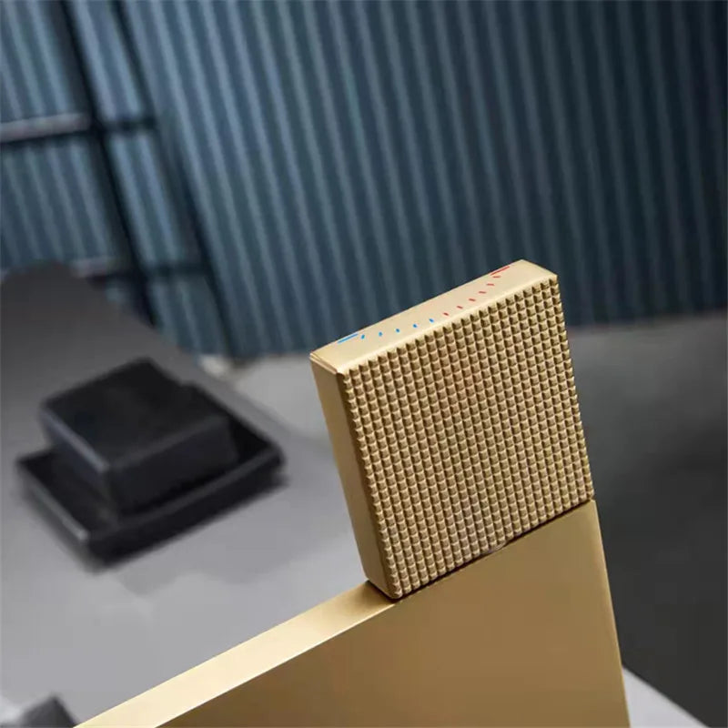 Brushed Gold Bathroom Faucet Brass Bathroom Basin Faucet Cold And Hot Water Mixer Sink Tap Single Handle Deck Mounted Grey Tap