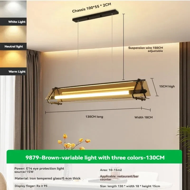 Nordic Led Long Tube Glass Pendant Lights