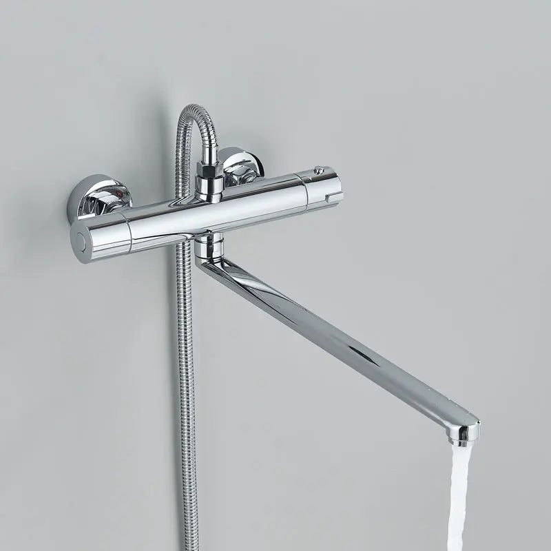 Thermostatic Shower Faucet Chrome Cold Hot Water Mixer Tap Wall Mounted Thermostat Tapware ABS Plastic Handheld Bathtub faucet