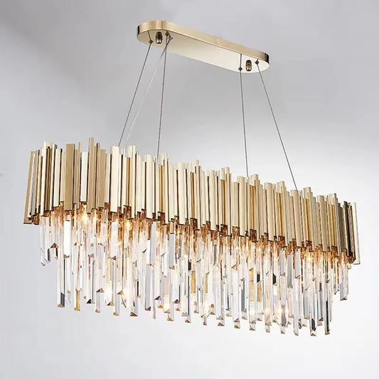 Modern Luxury Crystal Dining Living Chandeliers Golden Metal Villa Living Room Pendant Lights Nordic Interior Decorative Lamp