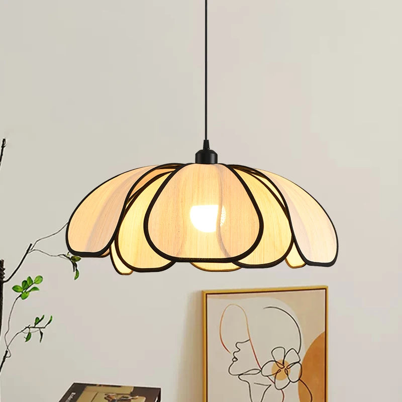 IWHD 50CM Rattan Flower LED Pendant Lamp Home Decor Indoor Bedroom Dining Living Room Lights Nordic Modern Hanging Light Edison