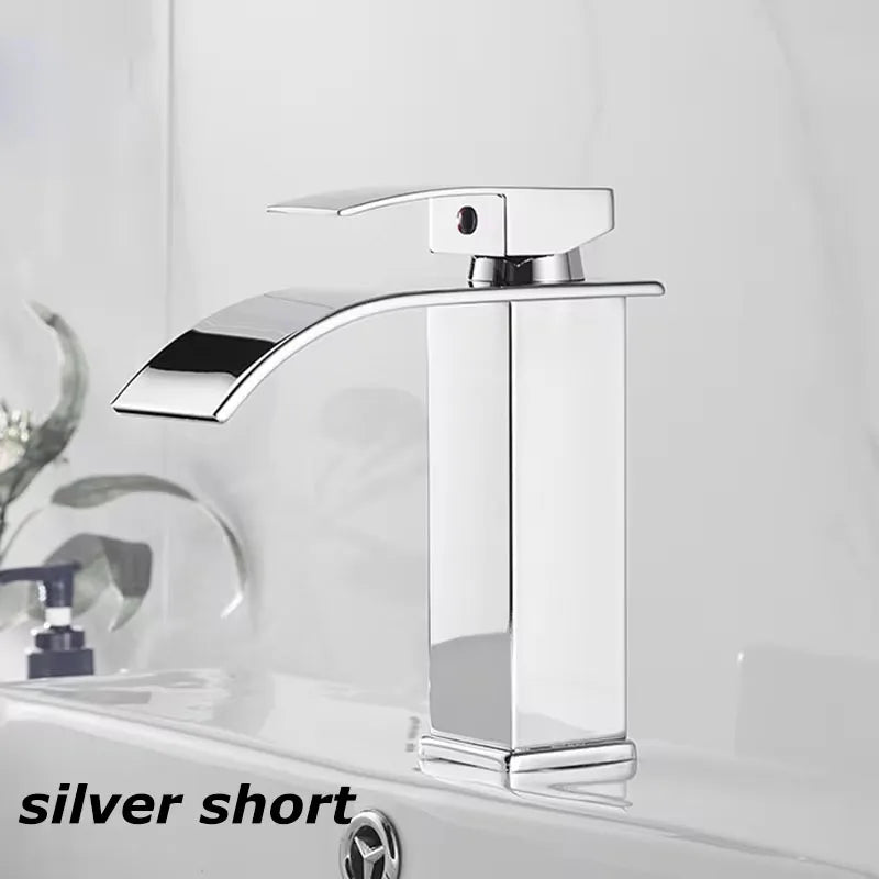 Waterfall Sink Faucet Bathroom Accessories Dual Control of Hot and Cold Bathroom Mixer Tap Washbasin Faucet Set Fixture Home