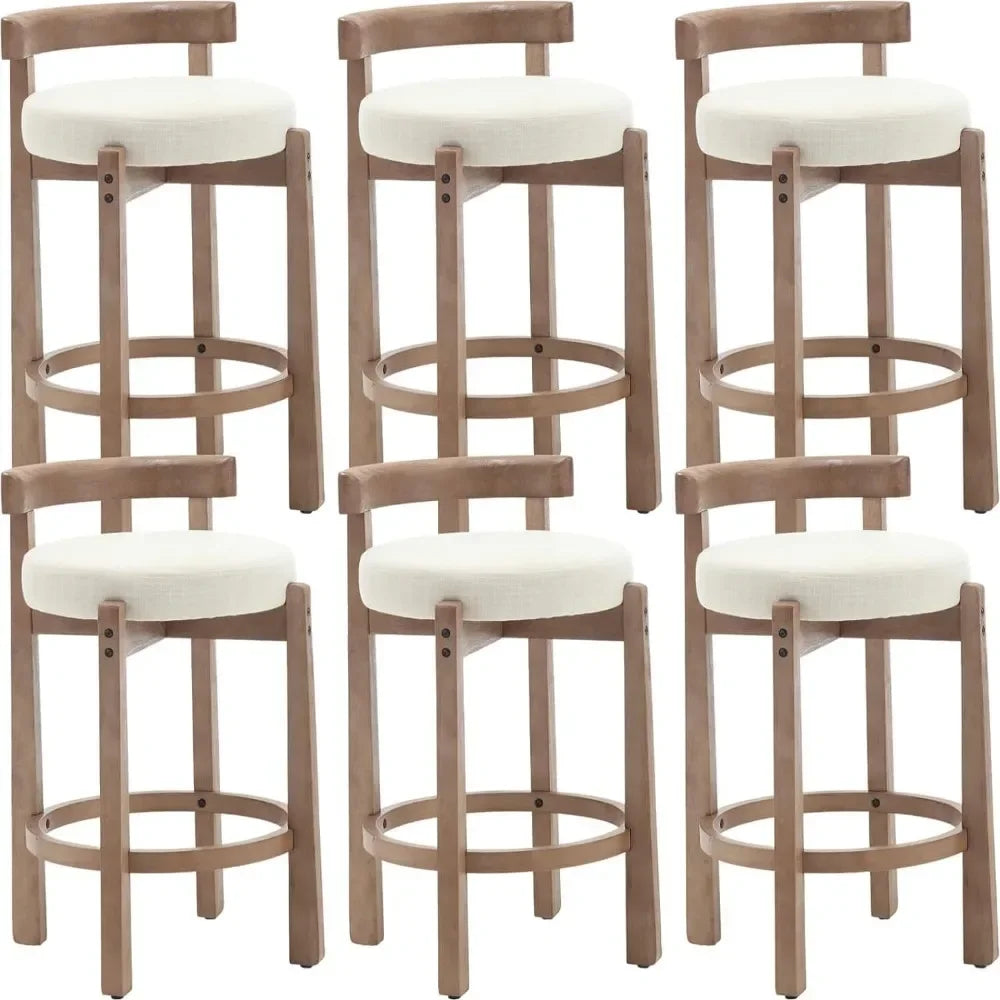 Mid-Century 26.5 Inch Linen Bar Stools Set of 4