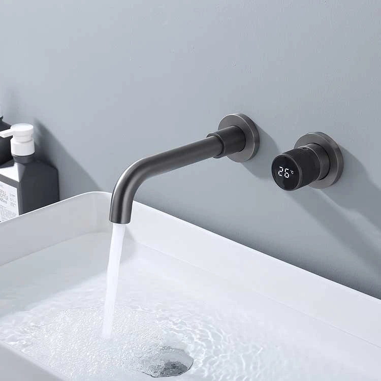 Black Brass Bathroom Faucet Hidden with Intelligent Digital Display