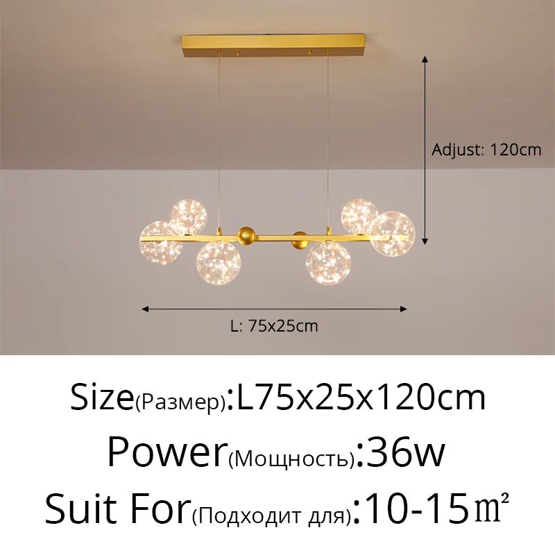 Nordic Clear Glass Ball Long LED Pendant Lamp