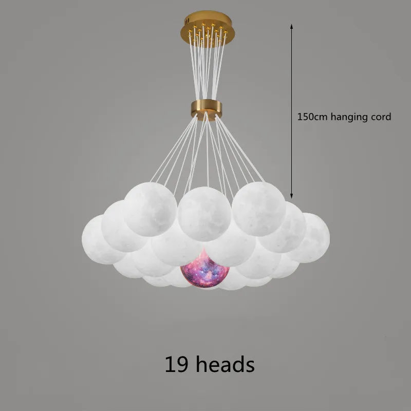 Nordic Planet 3D Moon Ceiling Chandelier