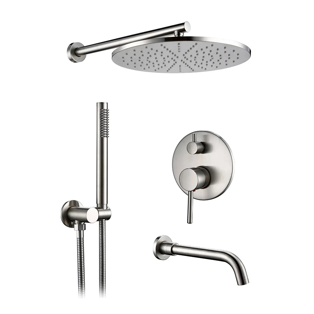 Bagnolux Brass Drawing Concealed Wall Hanging Top Head And Hand Shower Curtain Set Two Functions Hot Cold Mixing Bathroom Faucet