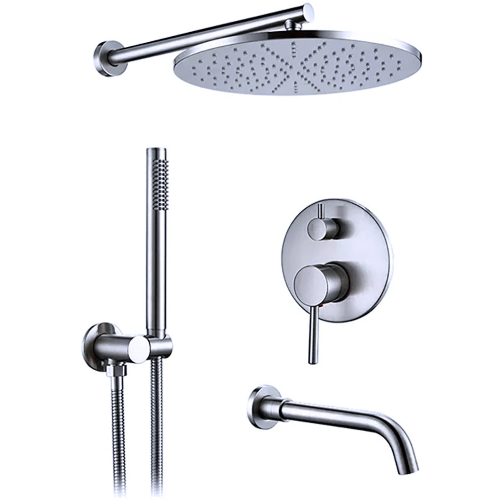 Bagnolux Brass Drawing Concealed Wall Hanging Top Head And Hand Shower Curtain Set Two Functions Hot Cold Mixing Bathroom Faucet