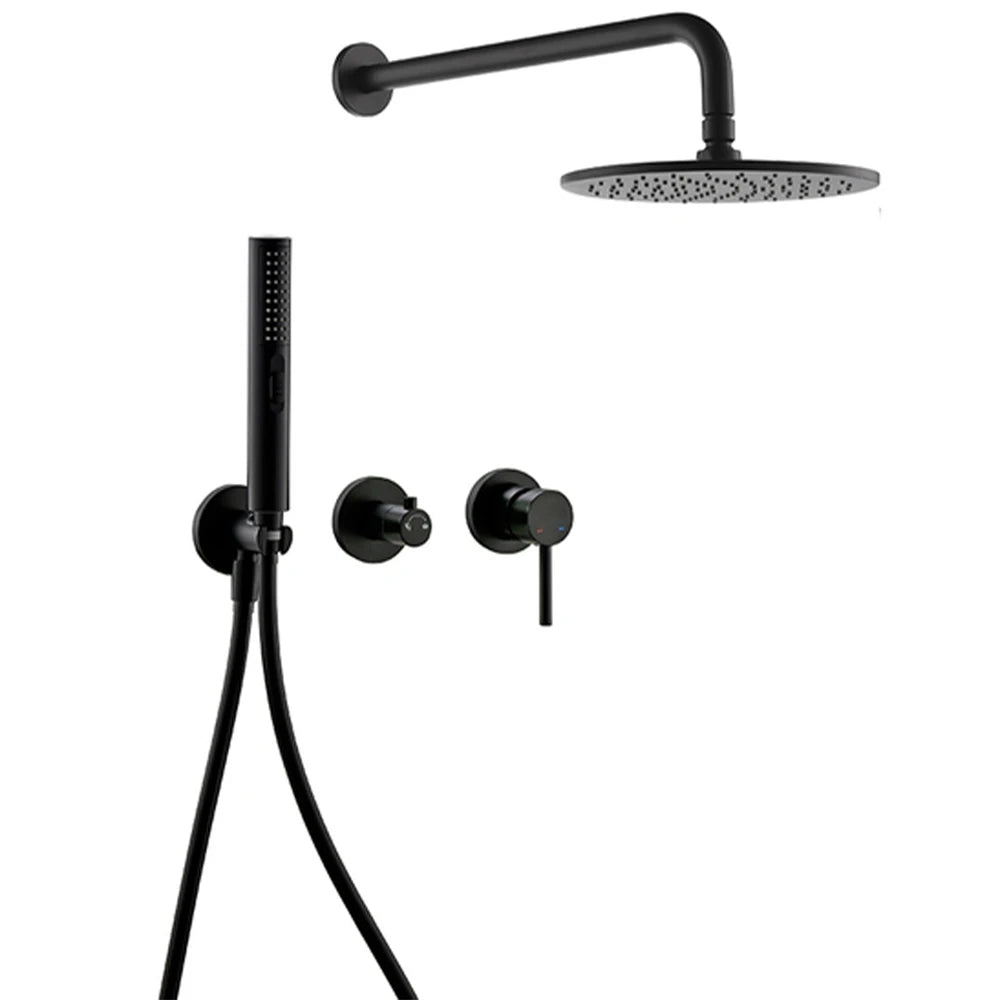 Smesiteli Shower System Set  Brushed Gold Wall Mount Bathroom Faucet Hidden Brass Hot Cold Valve Bath Shower Rain Shower Kit