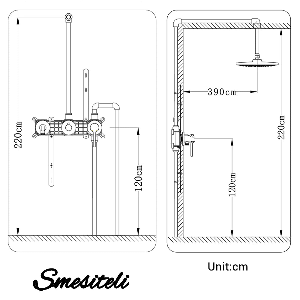 Smesiteli Shower System Set  Brushed Gold Wall Mount Bathroom Faucet Hidden Brass Hot Cold Valve Bath Shower Rain Shower Kit