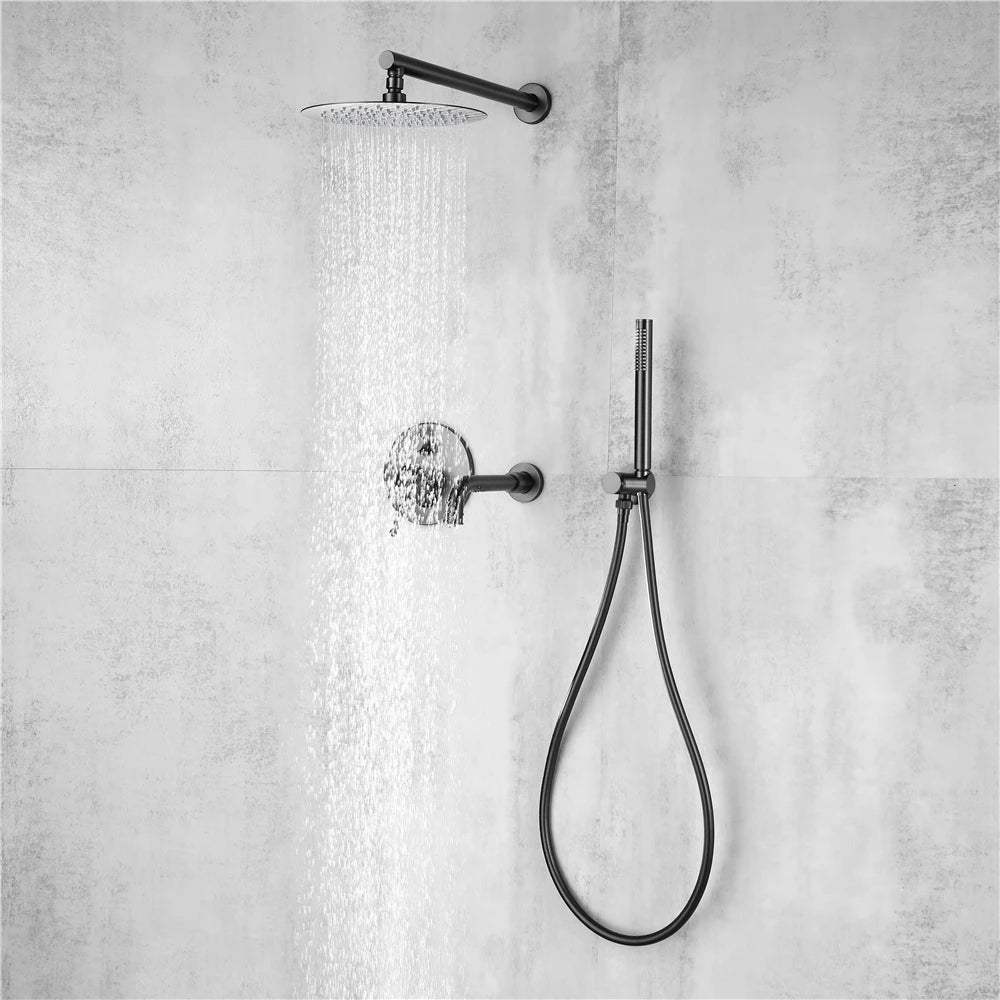 Bagnolux Brass Drawing Concealed Wall Hanging Top Head And Hand Shower Curtain Set Two Functions Hot Cold Mixing Bathroom Faucet