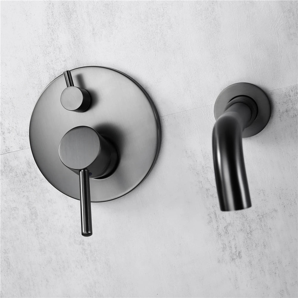 Bagnolux Brass Drawing Concealed Wall Hanging Top Head And Hand Shower Curtain Set Two Functions Hot Cold Mixing Bathroom Faucet