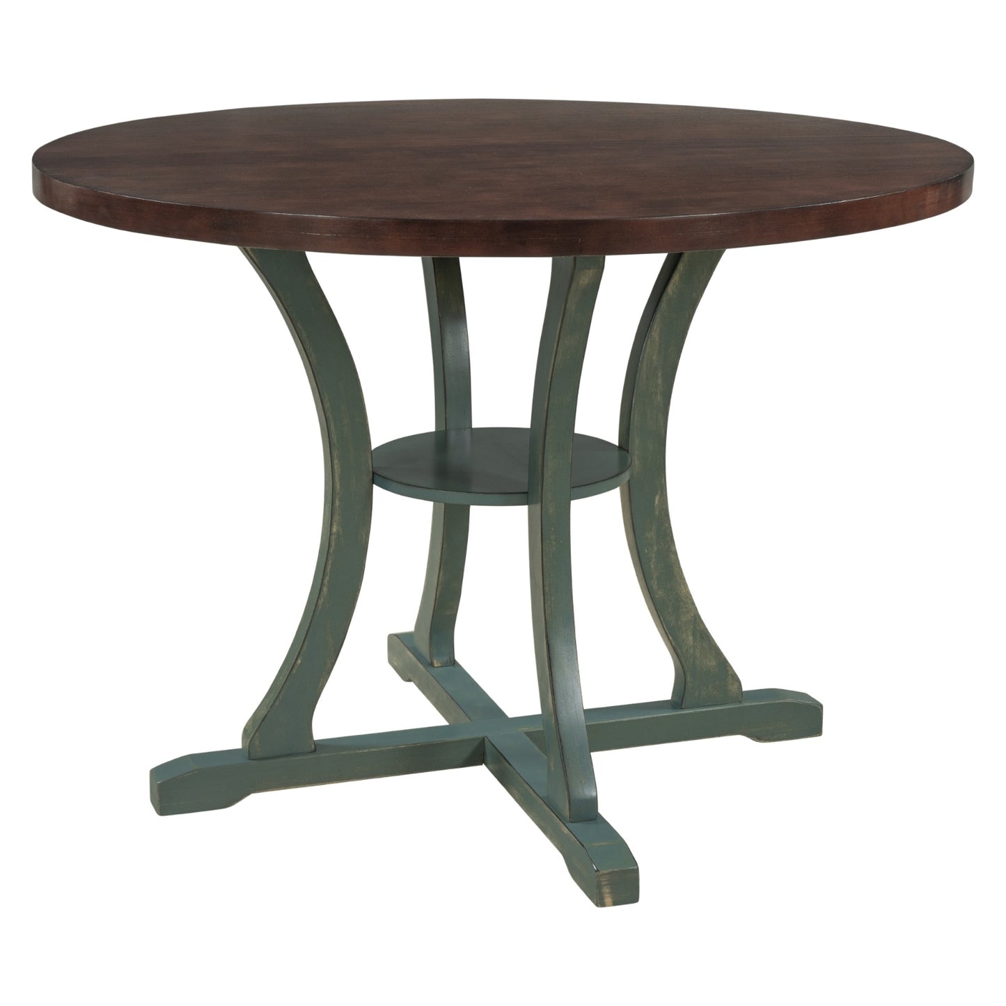 5-Piece Round Dining Set with Ornate Chair Backing