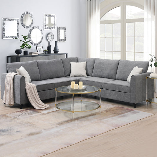 Modern Grey L-Shape Sectional Sofa