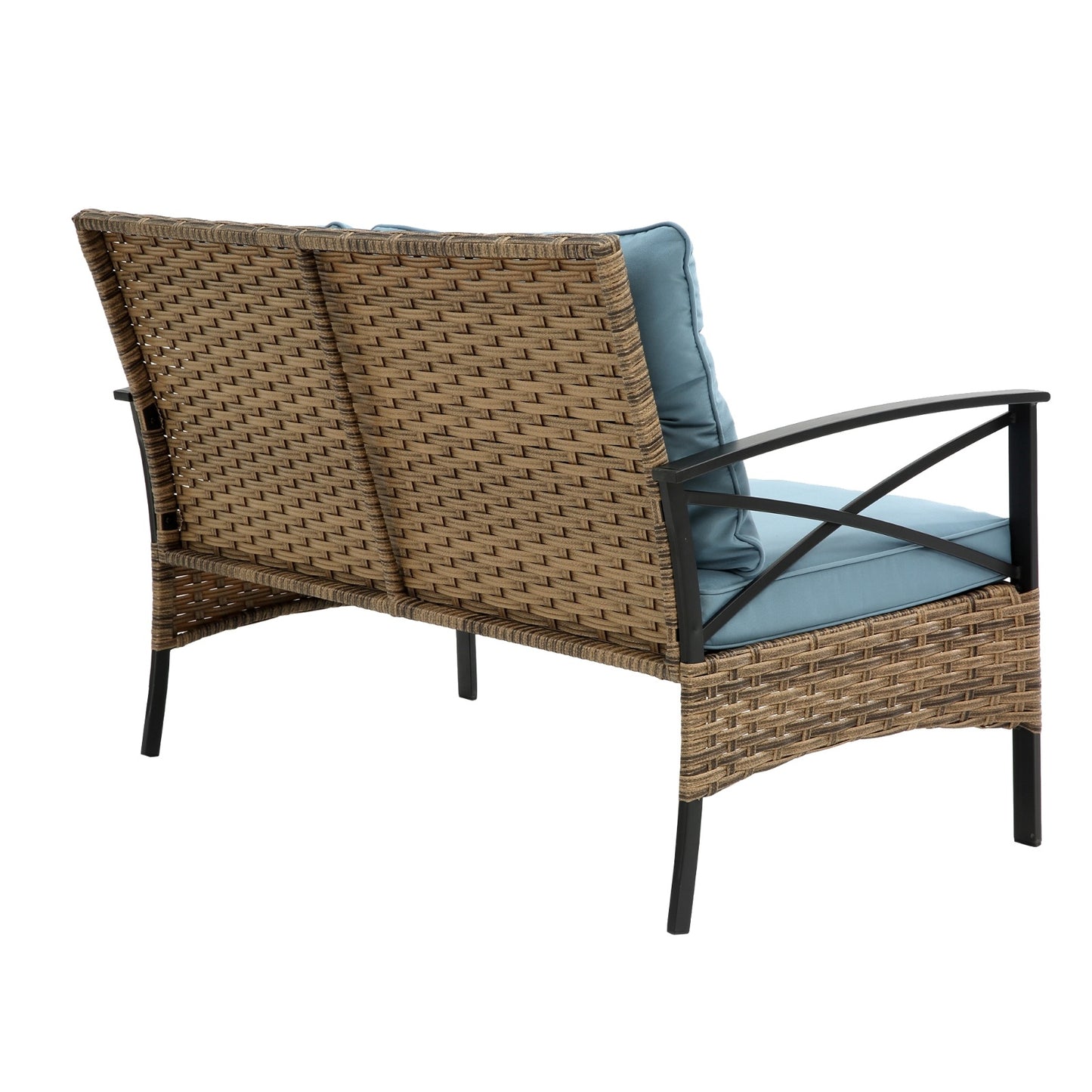 4-Piece Patio Sectional Sofa Set - KD Rattan Wicker Outdoor Furniture