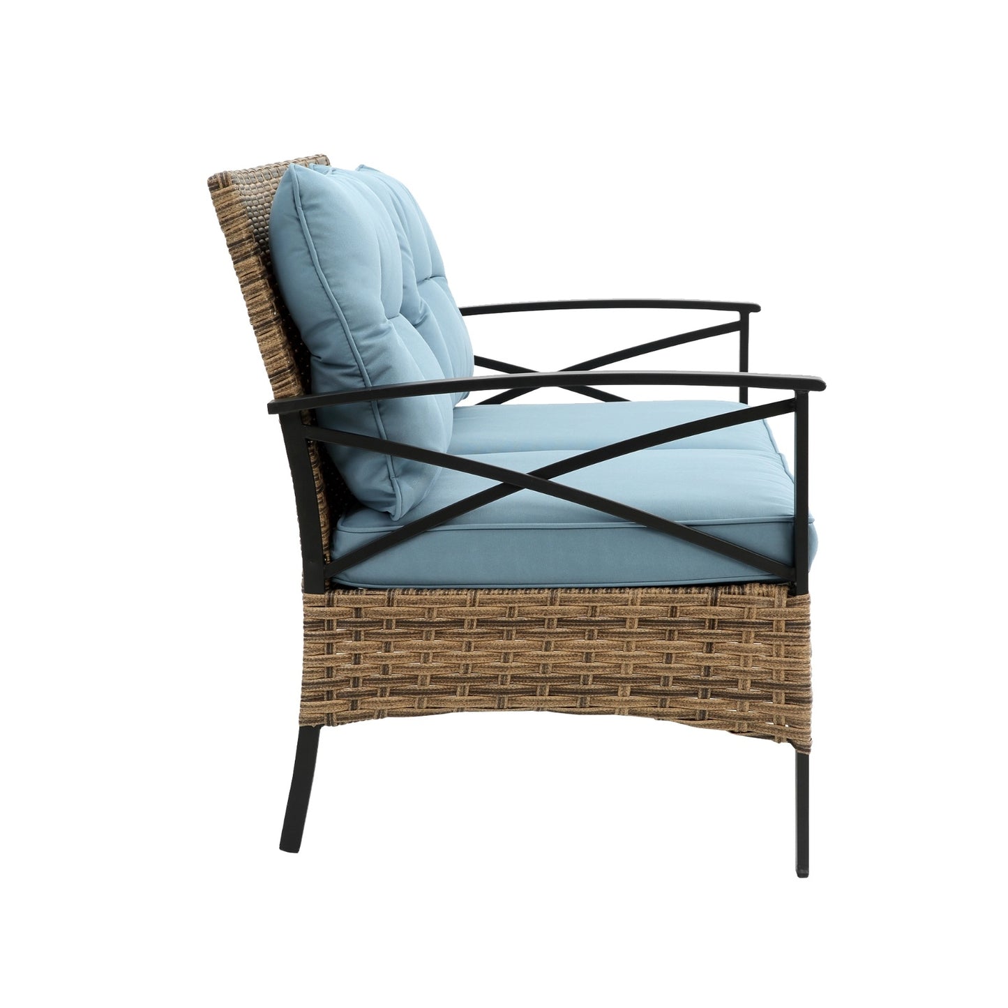 4-Piece Patio Sectional Sofa Set - KD Rattan Wicker Outdoor Furniture