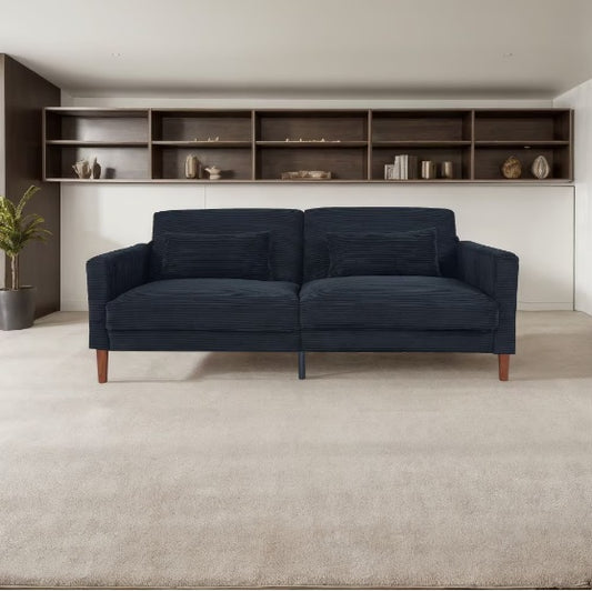 Modern Sofa in Black with Wood Legs