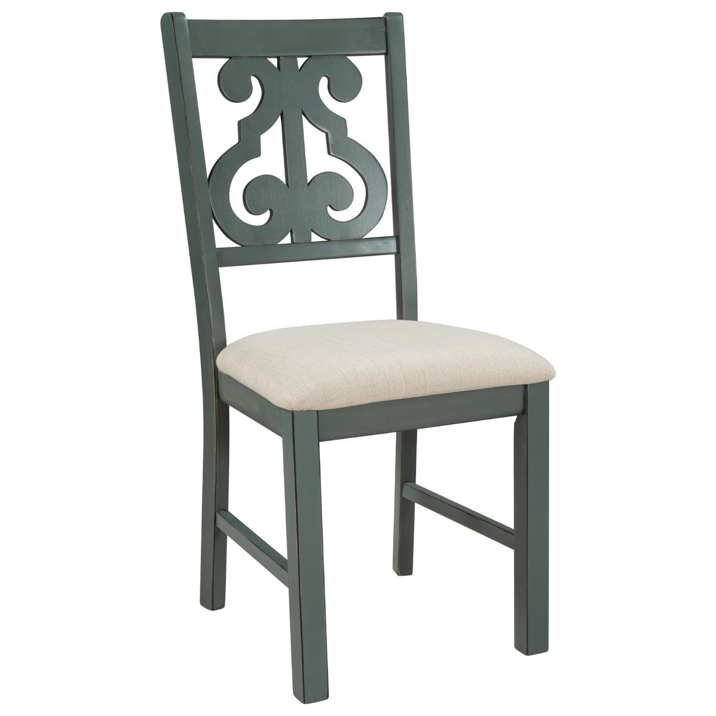 5-Piece Round Dining Set with Ornate Chair Backing