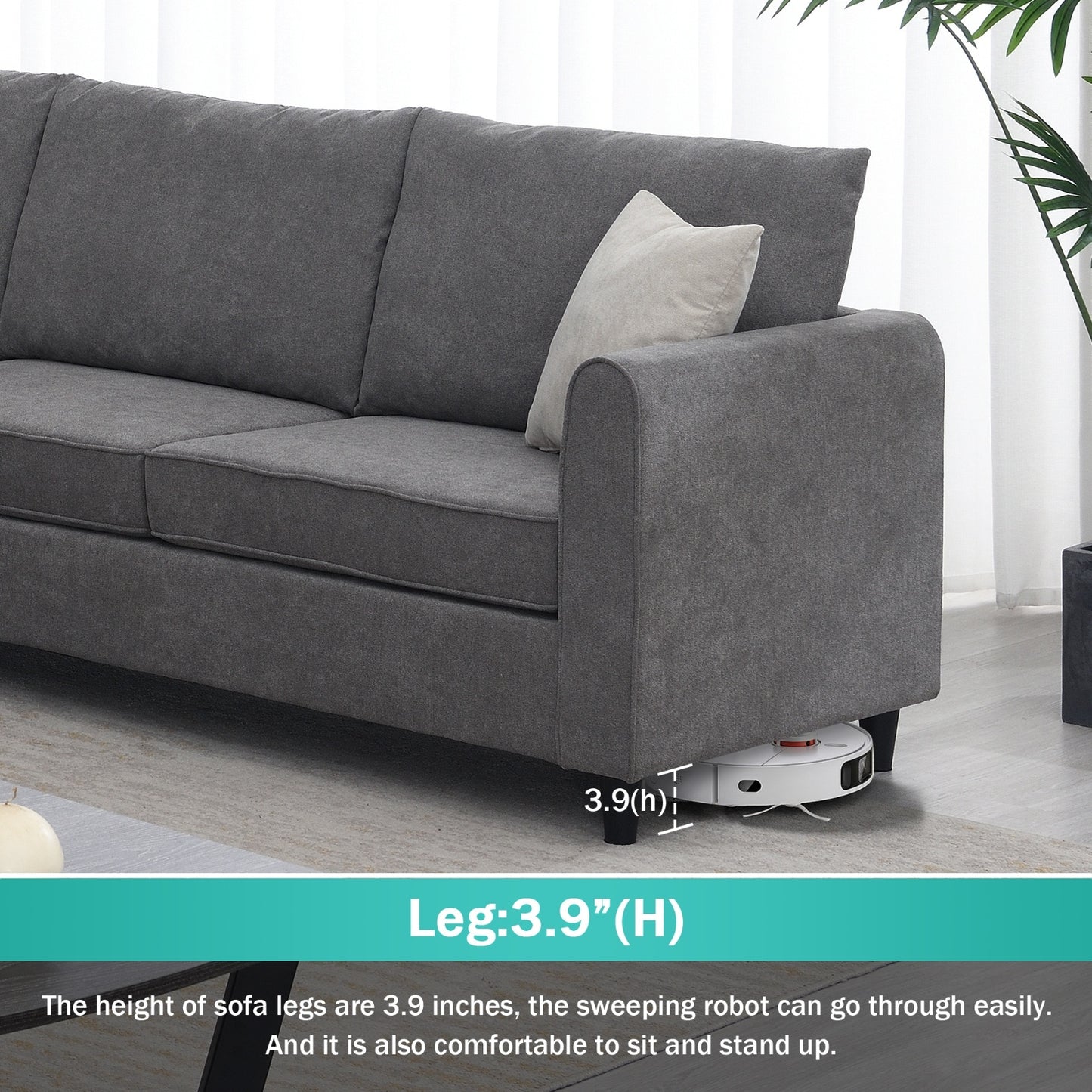 Modern Grey L-Shape Sectional Sofa