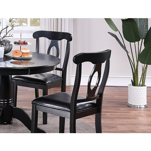 5pc Dark Wood Table with 4 Upholstered Side Chairs