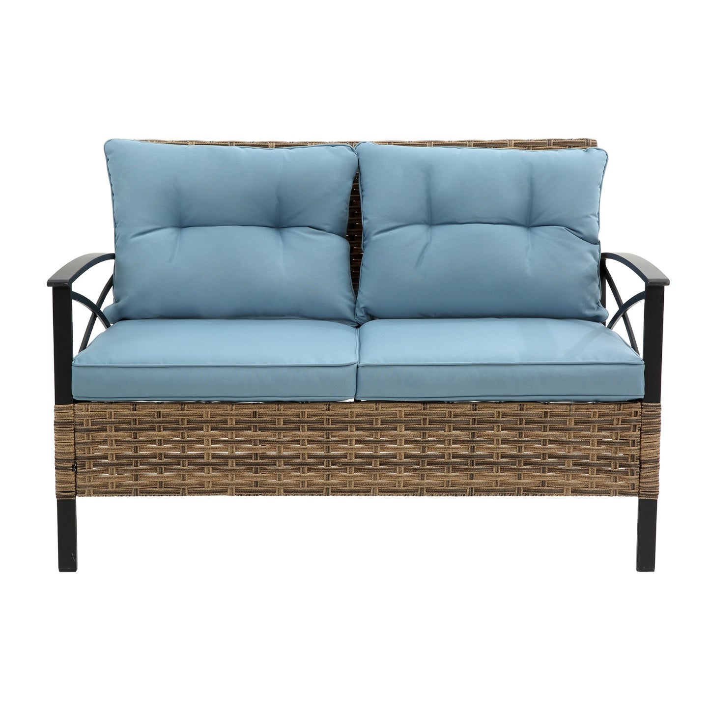 4-Piece Patio Sectional Sofa Set - KD Rattan Wicker Outdoor Furniture
