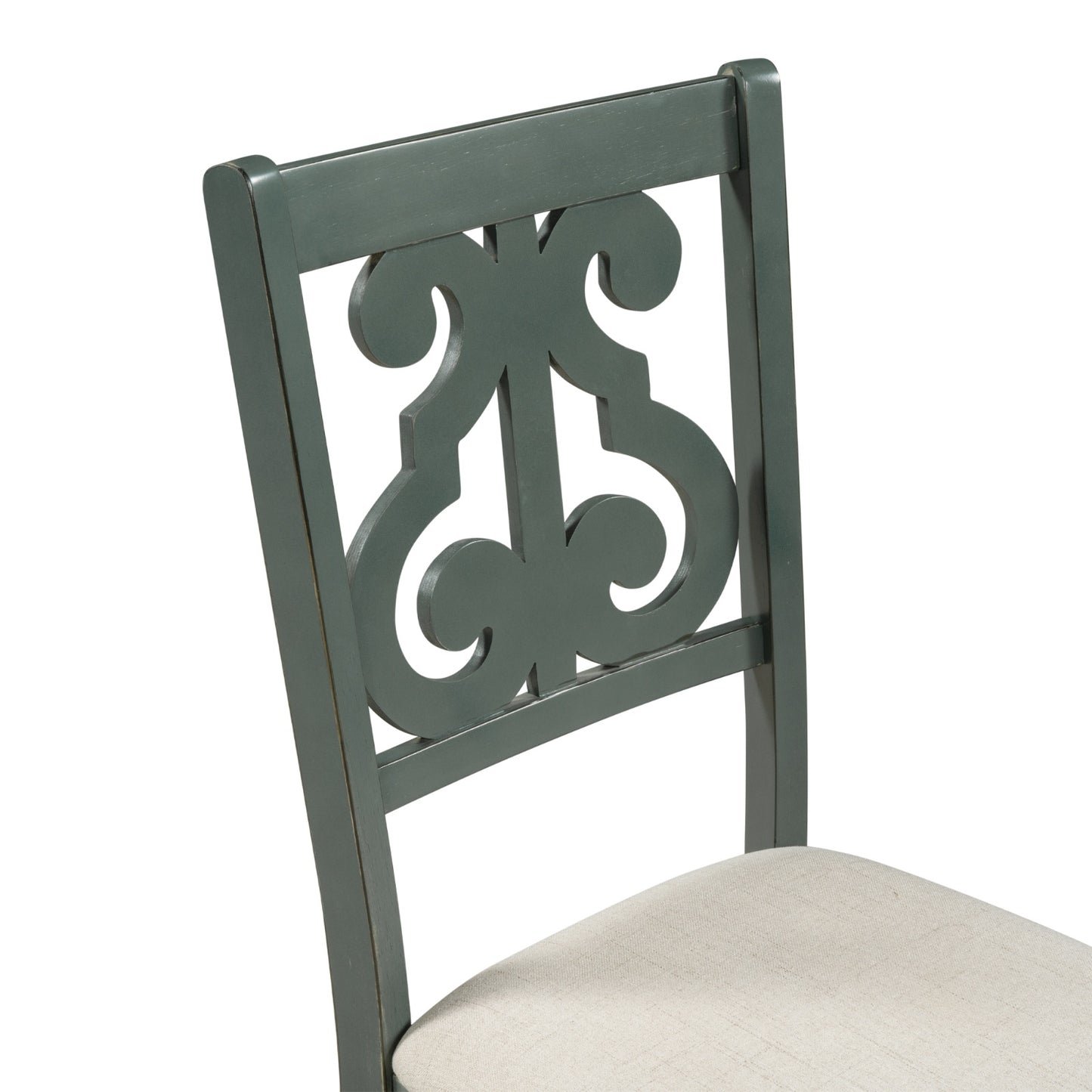 5-Piece Round Dining Set with Ornate Chair Backing