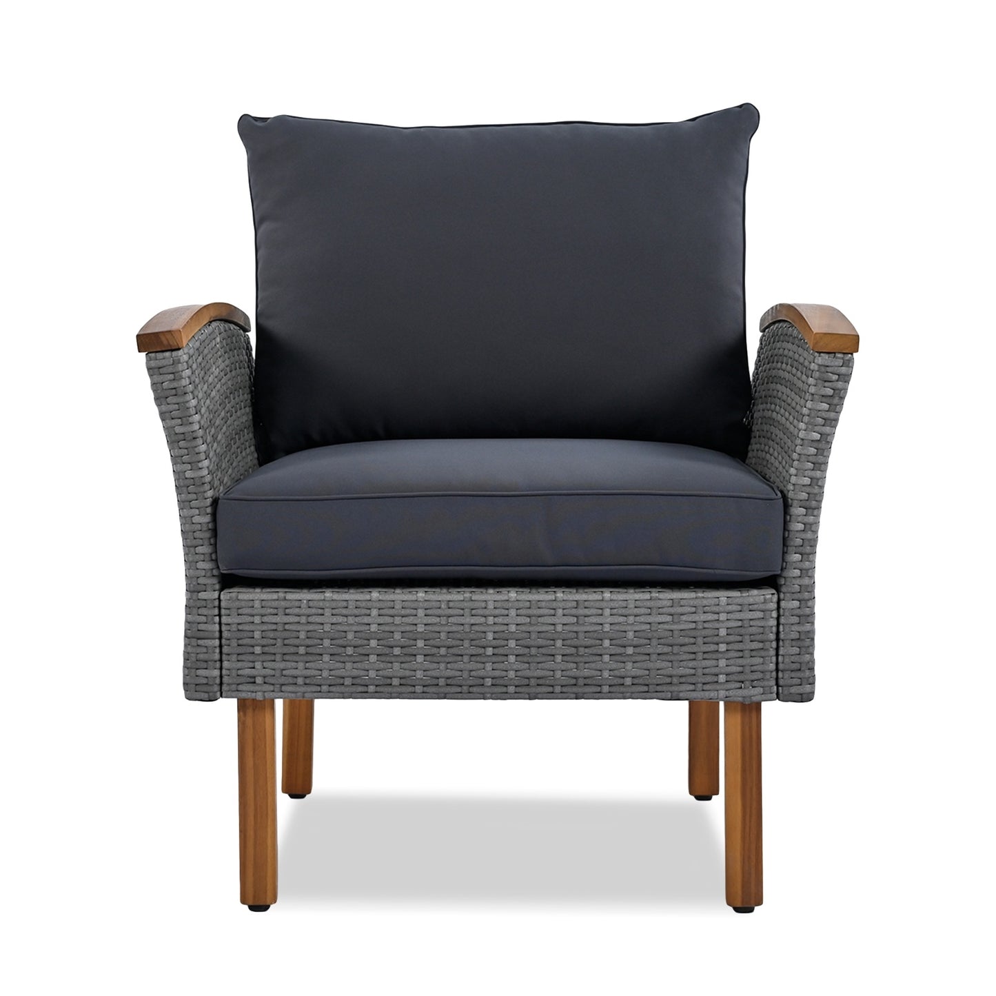 9-Piece Rattan Set With Acacia Wood Legs & Table
