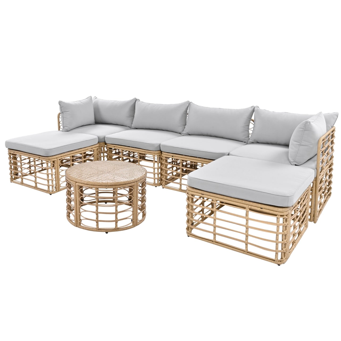 7 Piece Outdoor Rattan Patio Furniture