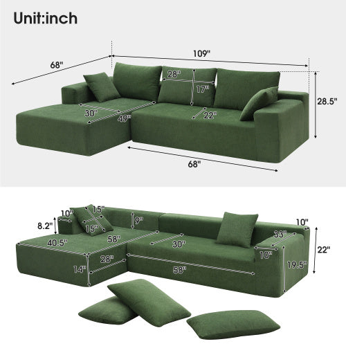 Modular Combination Living Room Sofa Set in Army Green
