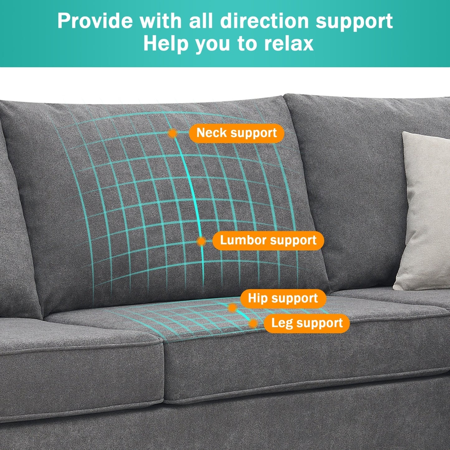 Modern Grey L-Shape Sectional Sofa