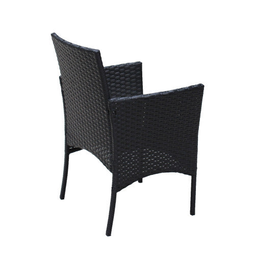 4 PC Rattan Patio Furniture Set Outdoor Cushioned Seat Wicker and Beige