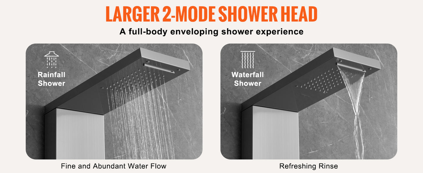 VEVOR Shower Panel System 4 Shower Modes Shower Panel Tower Rainfall Waterfall